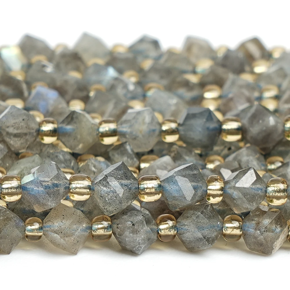 

Natural Labradorite Rubik's Cube Beads Round Crystal Beaded Faceted Loose Spacer For Jewelry Making DIY Necklace Bracelet 6MM