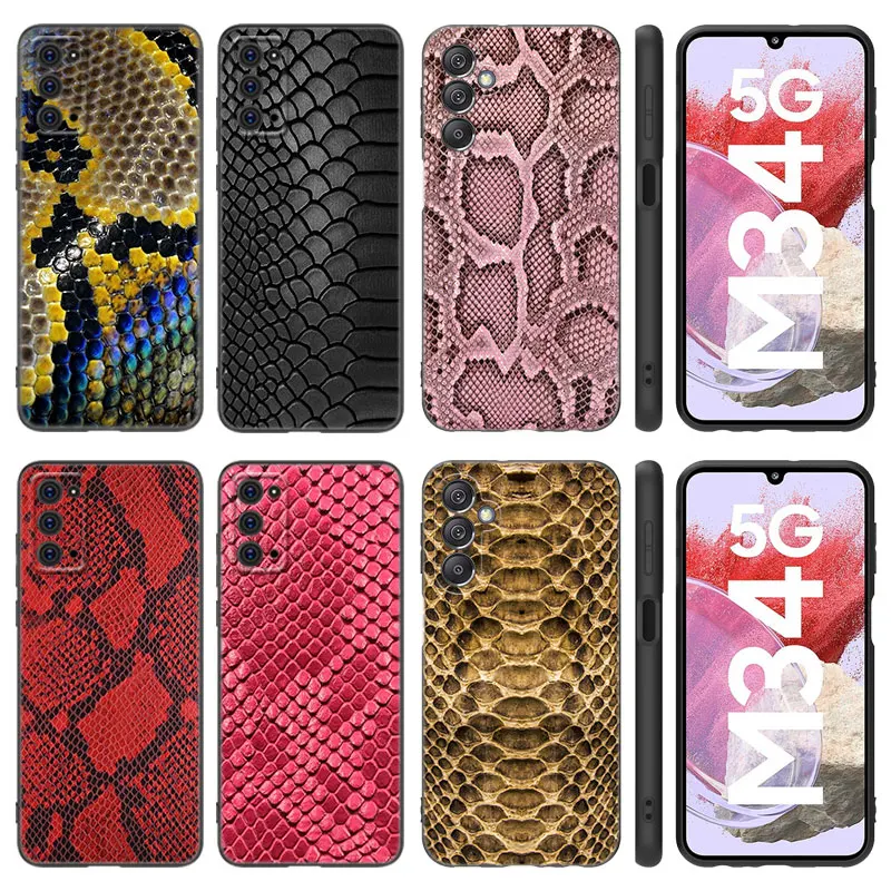 Python Snake Pattern Case For Samsung M30 M31 S Note 10 Lite 20 Ultra M04 M13 M32 4G M14 M23 M33 M34 M42 M52 M53 M54 5G M11 M12