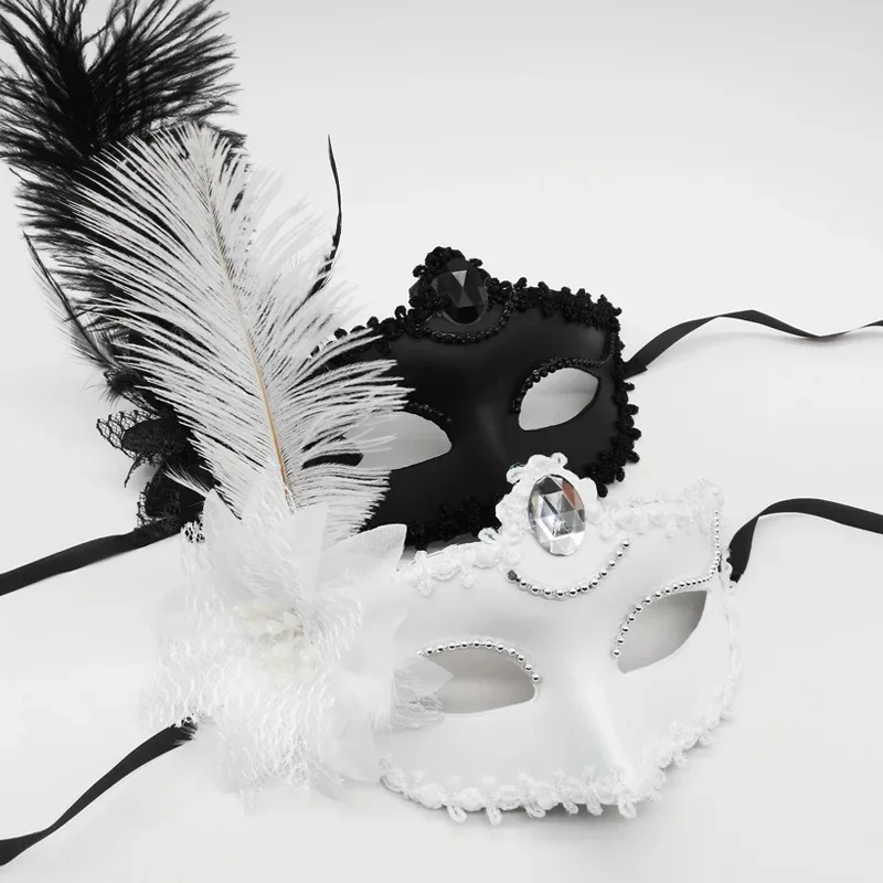 

10pcs Women Girl Masquerade Lace Eye Mask Half-face Feather Masks Party Venetian Mardi Gras Birthday Halloween