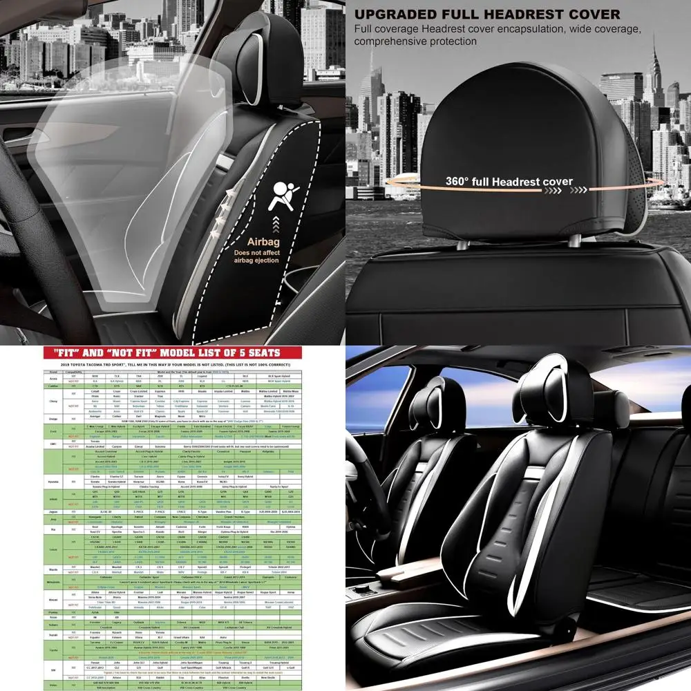 

5PCS Angel Wings Front and Back Car Seat Covers Auto Interior Accessories with Water Proof Nappa Leather for Cars SUV Pick-up Tr