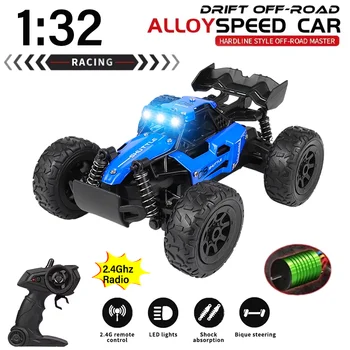 Nowe samochody RC ze stopu metalu, skala 1/32, 2WD, 2,4G, 20 km/h, światła LED, terenowe zdalnie sterowane pojazdy wspinaczkowe, zabawka do driftu dla chłopców, prezent dla chłopca do zabawy na zewnątrz.