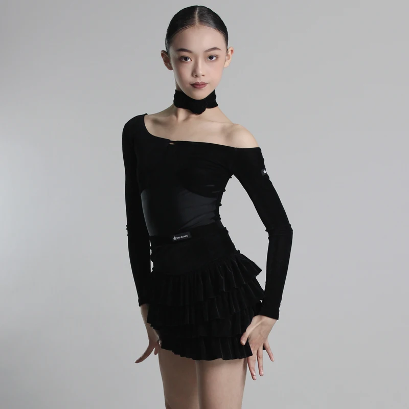 Ropa de baile de Samba Rumba para niñas, vestidos de competición de baile latino, trajes de baile de salón de Salsa para niños XS10541