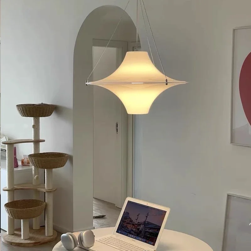 Modern Cream UFO Pendant Light Nordic Design Chandelier for Dining Table Living Room Bedroom Restaurant Kitchen Home Decor