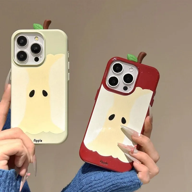 Funda para Teléfono con Diseño de Núcleo de Manzana Coreana, Compatible con iPhone 17 16 15 14 13 12 Pro Max, Anti-Caídas y Anti-Rayones