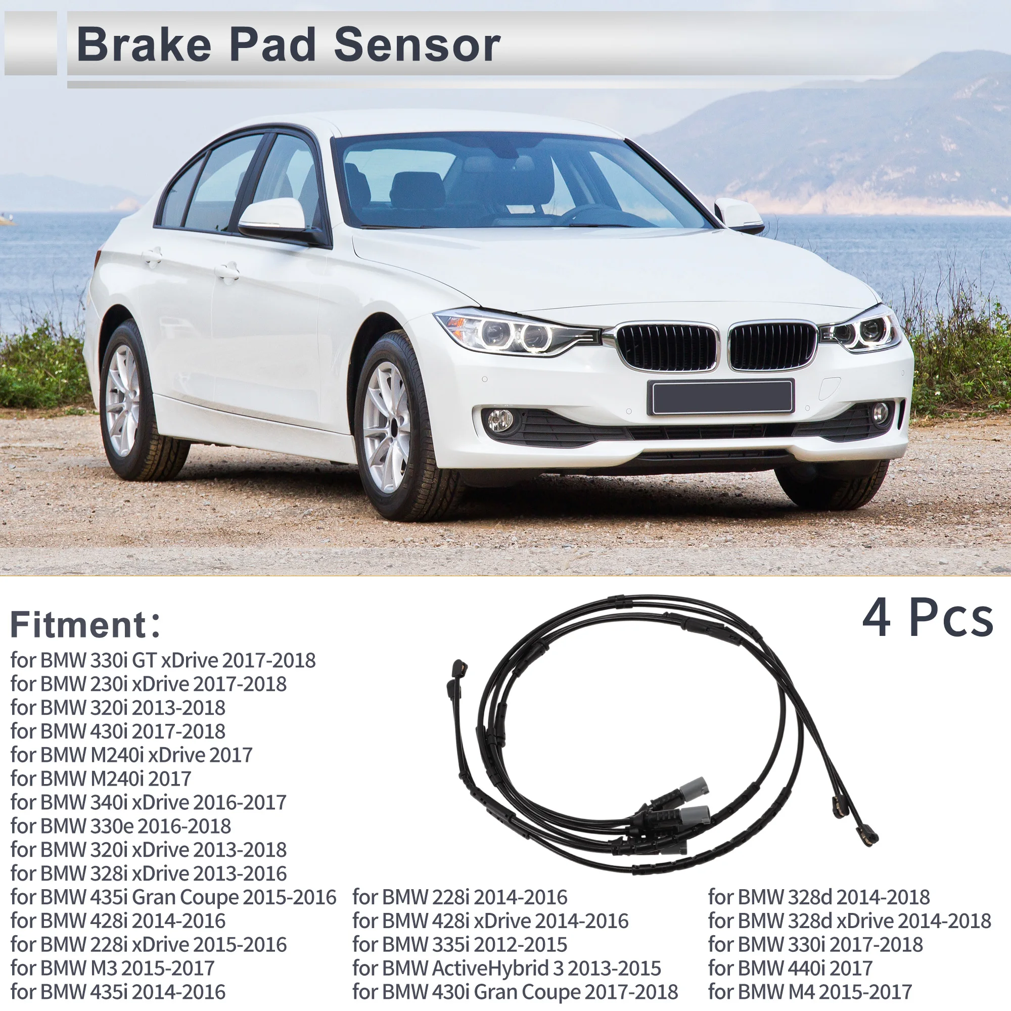 

UXCELL 4Pcs Front Rear Wheel Brake Pad Wear Sensor No.34356792289 Disc Break Pad Wear Indicator Sensor for BMW 330i GT XDrive 20