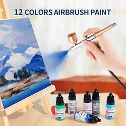 12PCS DIY Airbrush Nail Art Inks Acrylic Paint Ink Set Airbrush Pigments for Spray Art Nail Stencils Painting Nail Tools 10ml