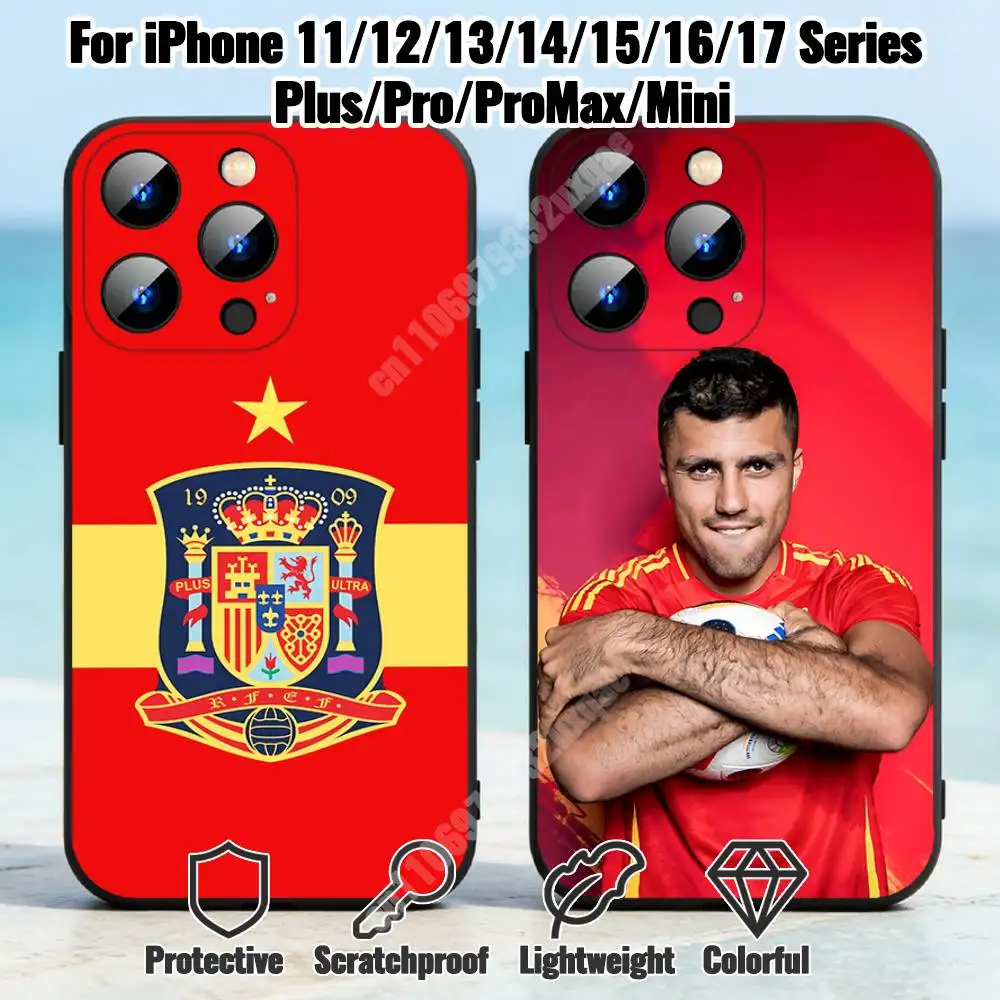 Spain Football R-Rodrigo-S Phone Case for iPhone 17 16 Pro Plus Air 15 14 Max Mini 12 11 Soft Shockproof Cover