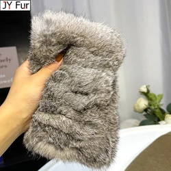 Winter Women Real Fur Handmade Stretch Fur Scarf Knit Genuine Rabbit Fur Headbands Girls Natural Fur Ring Cowl Snood Scarves