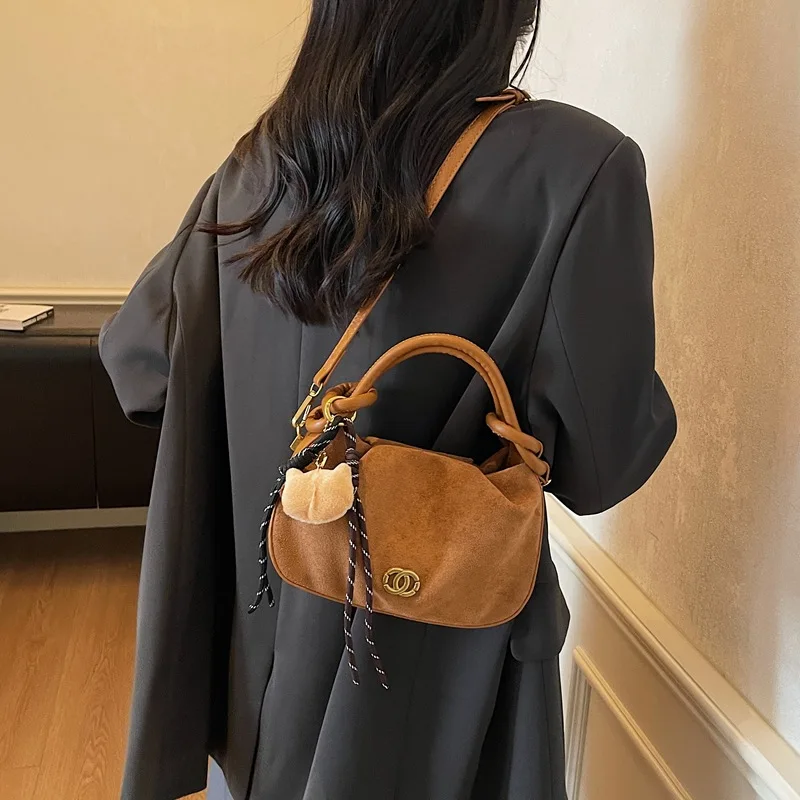 

2025 Autumn Winter Women's Crossbody Bag, Suede Adjustable Shoulder Handbag, Small Tote for Daily Commute & Casual Outing