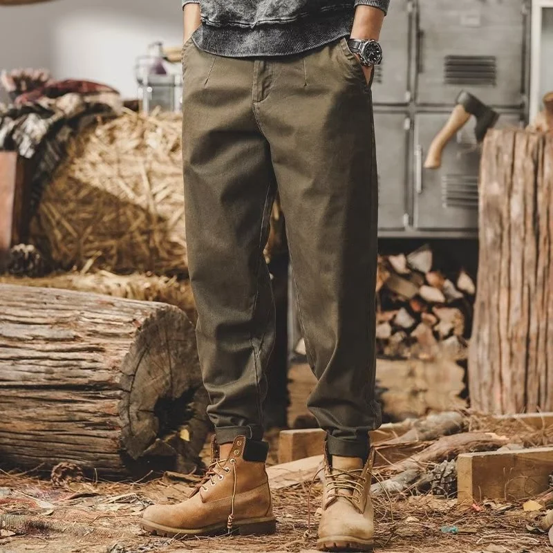 

Американские брюки для работы на весну-осень, свободные прямые повседневные брюки, модные универсальные простые брюки-конус, износостойкие...