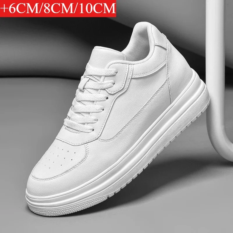 

New Invisible Height-increasing Shoes for Men, 6CM-8CM-10CM Sports Shoes,White Leather Sports Shoes for Men,Enlarged Sizes 36-46