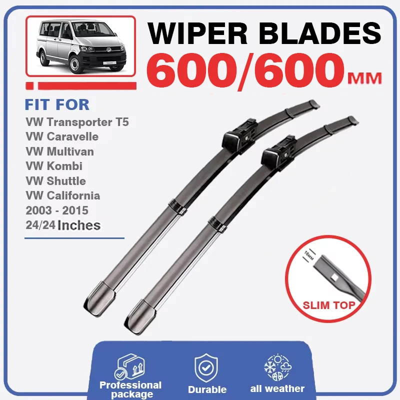 Wiper Blades For VW T5 Transporter Caravelle Multivan California Kombi Shuttle Front Rear Windows Windscreen Windshield Brushes