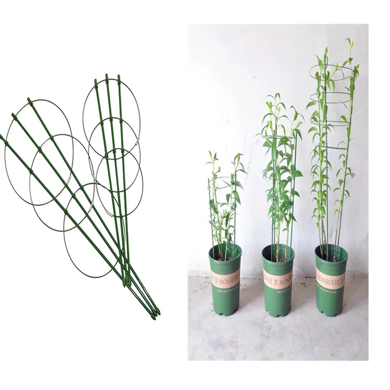 

45cm/60cm Plant Potted Support Frame Climbing Vine Rack Plastic Coated Steel Flower Vegetables Decorative Trellis Bracket 6 Pcs