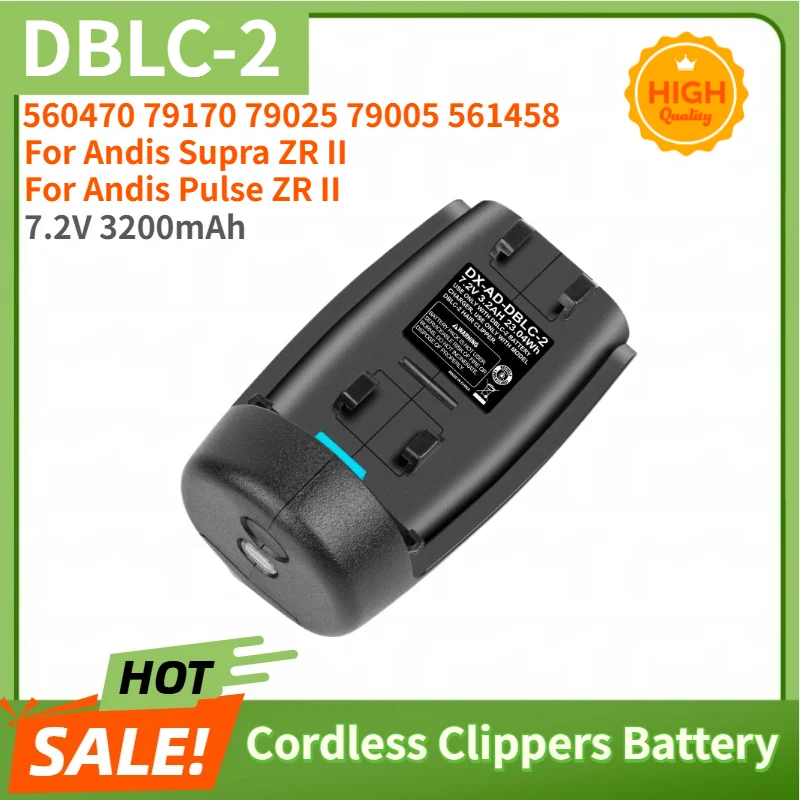 100% New 7.2V 3200mAh High Quality Replacement Battery DBLC-2 For Andis Supra ZR II Pulse ZR II Cordless Clippers Battery