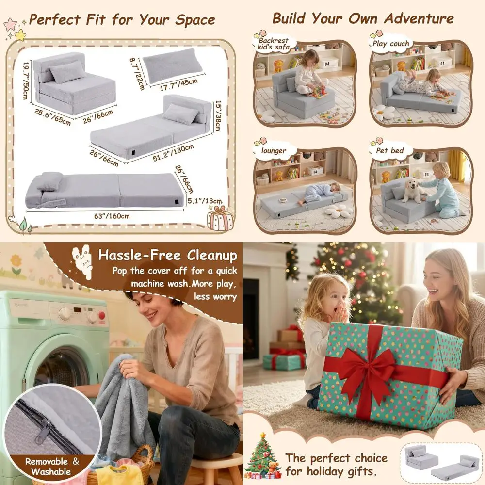 

Моющийся детский диван-кровать с подушкой, напольный матрас для детского сада и сумка для хранения, унисекс детский диван-кресло-кровать