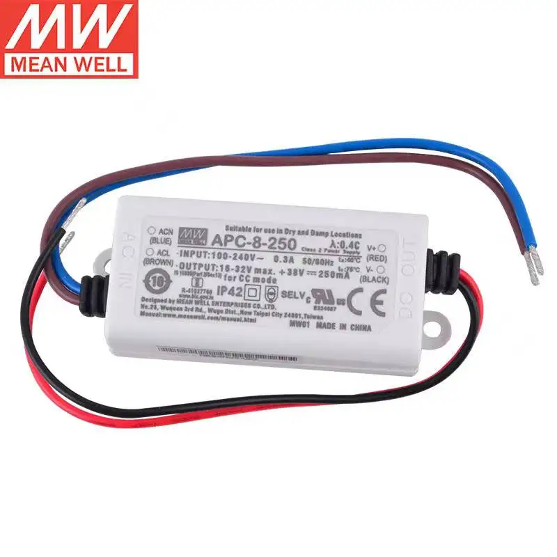 

Taiwan meanewll APC-8-250 250mA 8W Single Output Constant current Switching Power Supply LED driver Brand New Original Authenti