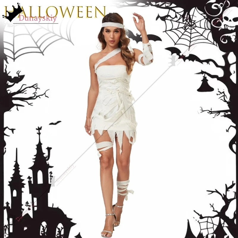 ANew взрослый Хэллоуин мумия бандажный костюм {YiNuo} аниме косплей готический наряд Лолиты одежда Fantasia Horror кожух Хэллоуин ﻿