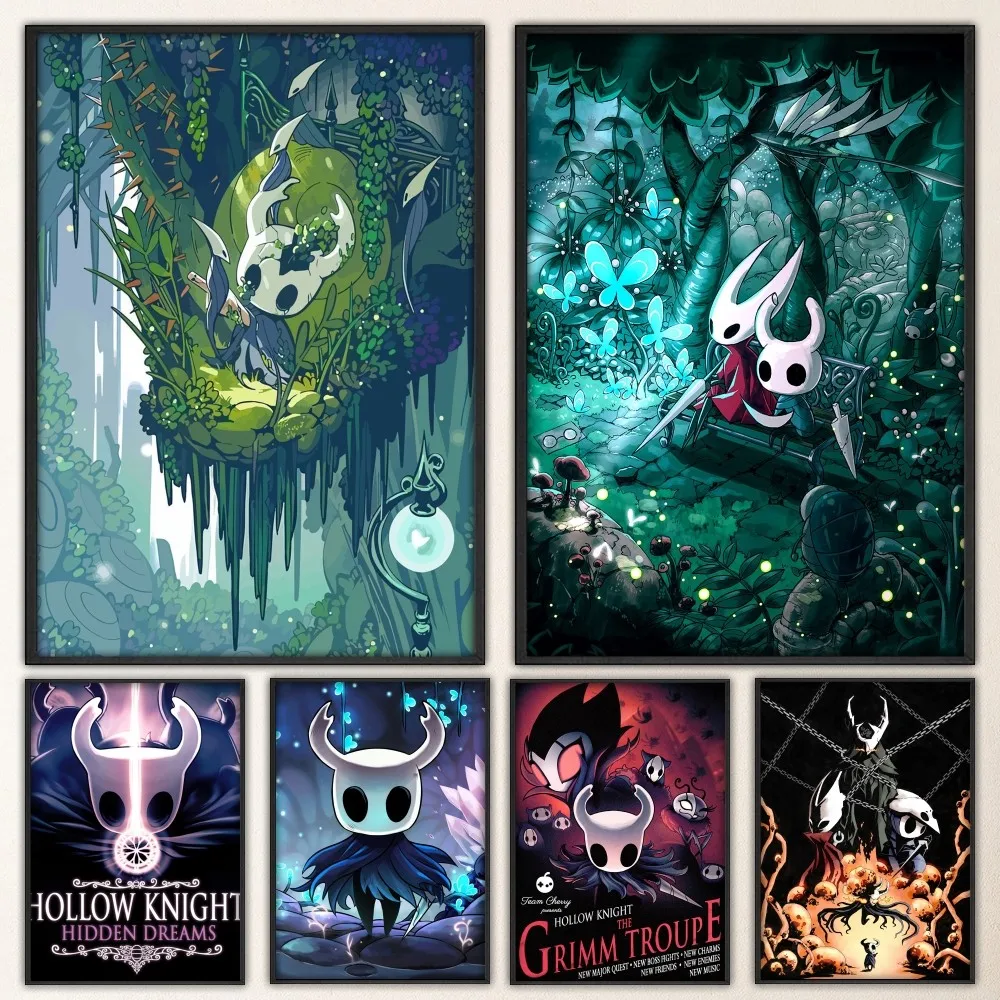 Hollow Knight  Poster Fancy Poster Wall Sticker for Living Room Bar Vintage Decorative Painting Middle