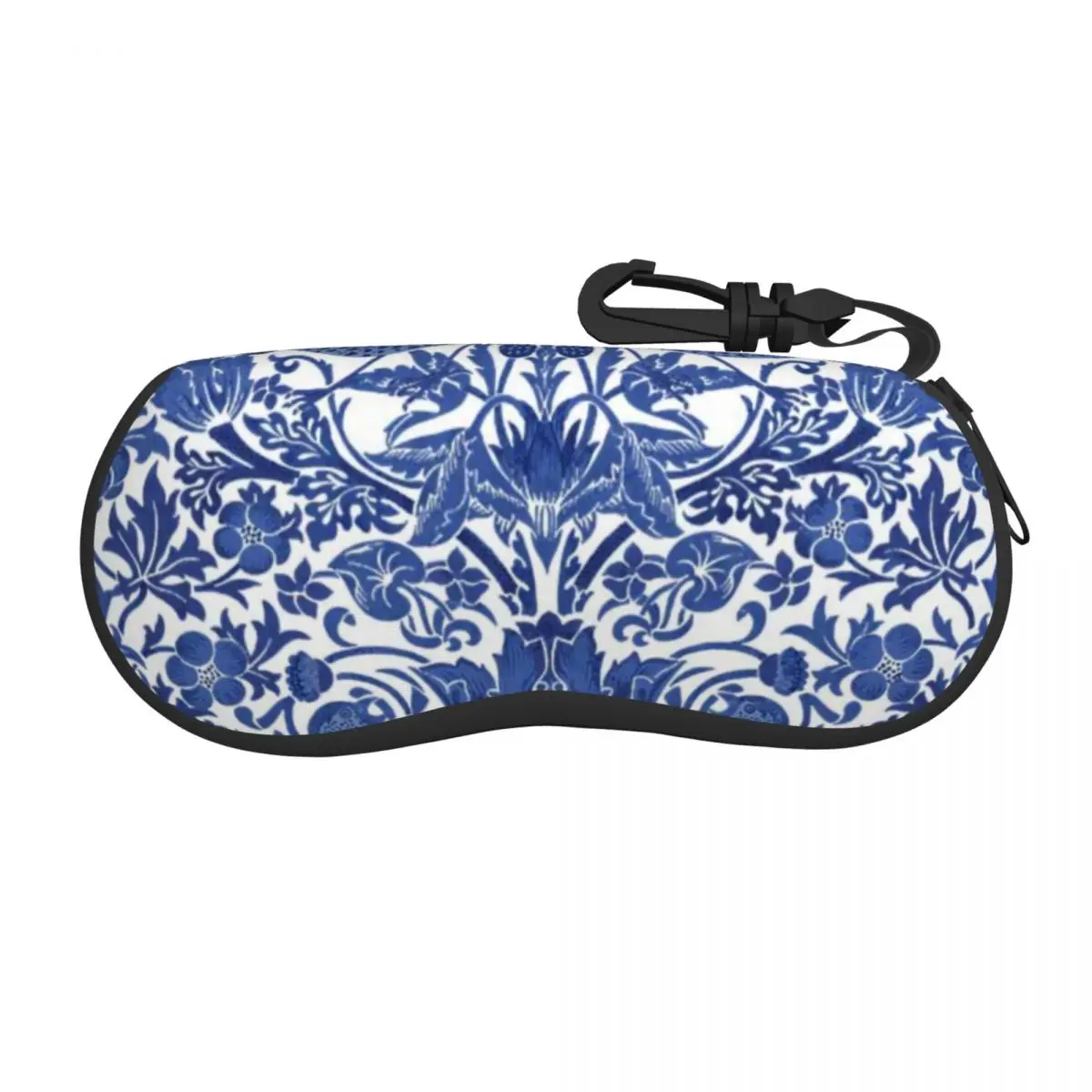 Porcelain Blue Oriental Bird Pattern Sunglasses Soft Case Neoprene Zipper Chinoiserie Shell Eyeglass Case Custom Protective Box