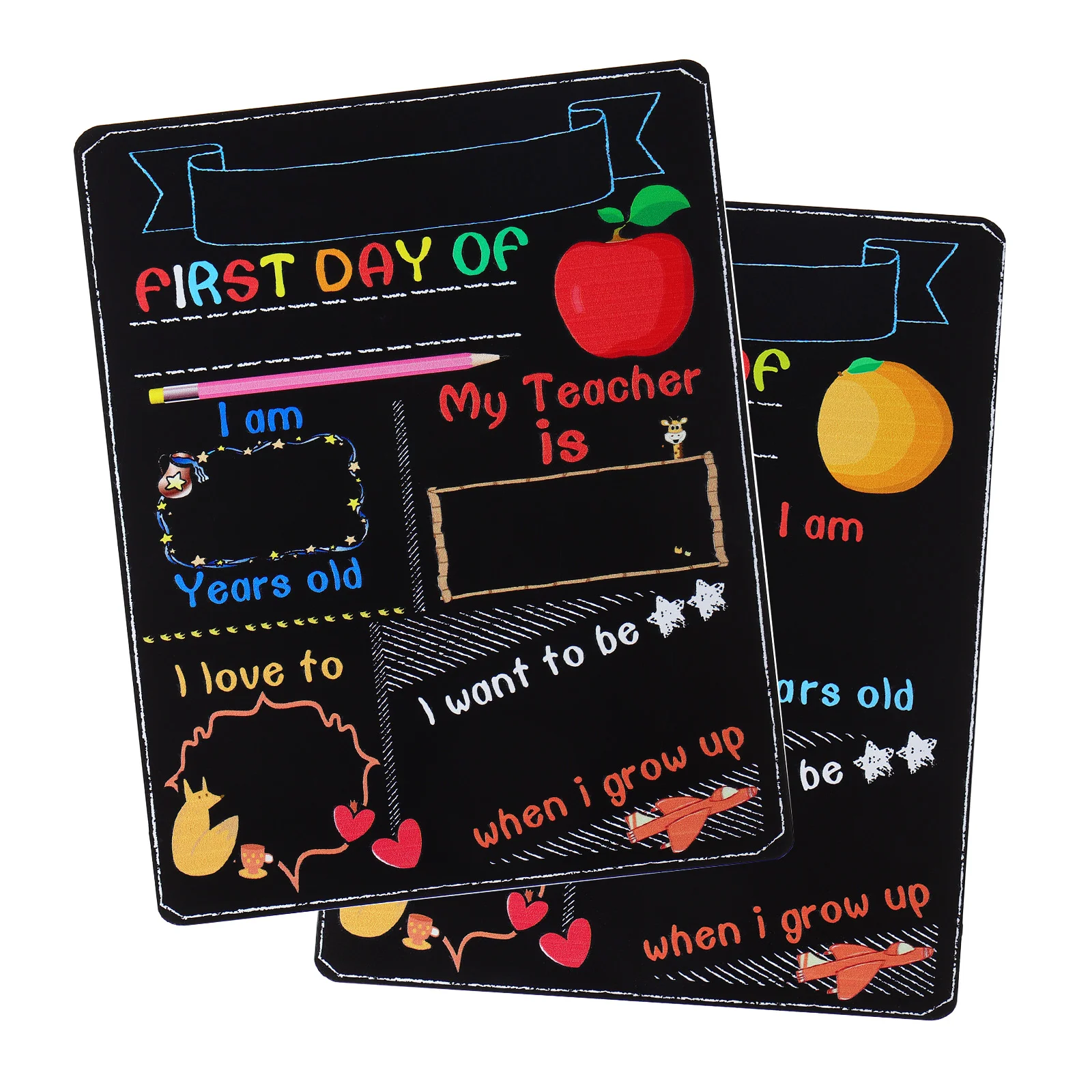 

Double Sided First Day of School Board Back to Chalkboard Sign Signs Markers Decorate