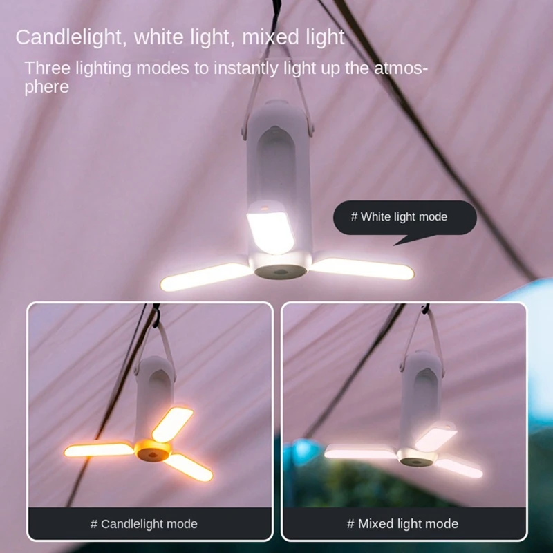 Lâmpada multifuncional portátil USB recarregável pendurada tenda lâmpada de acampamento LED 10000mAh iluminação -B