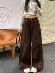 2026 Hosen Y2K Fashion Vintage Brown Baggy New Jeans Pants For Women Designer Clothes Wide Leg Lady Long Trousers Ropa De Mujer
