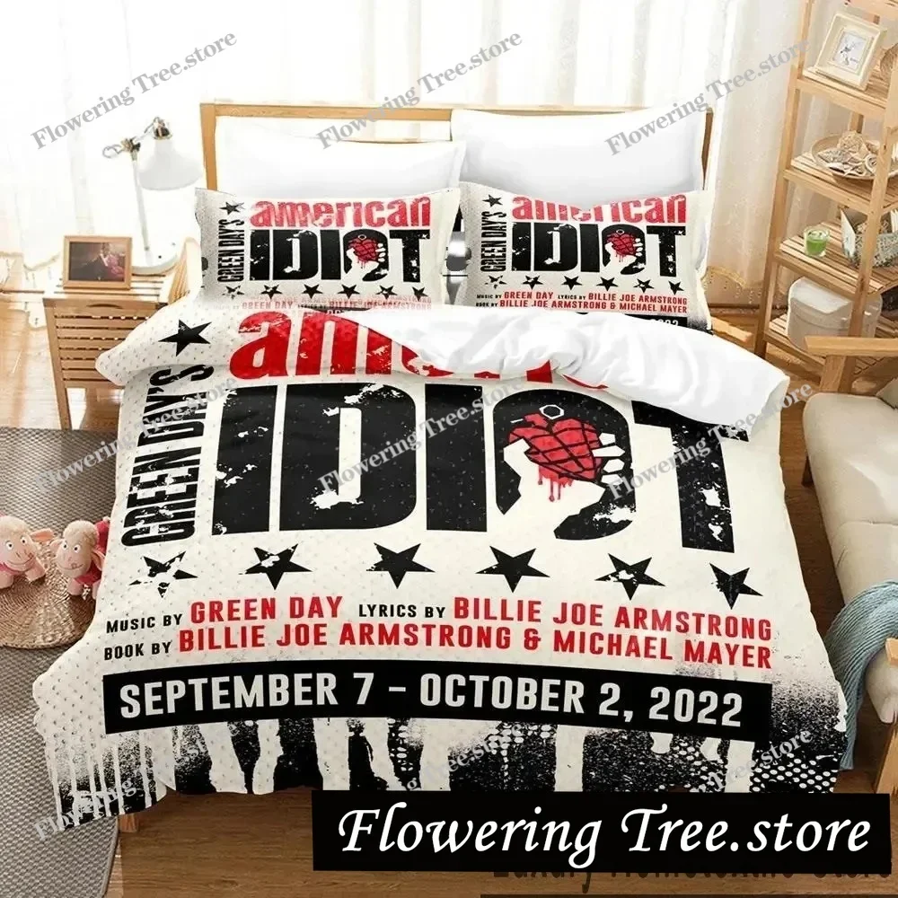 3D Print American Idiot Green Day Bedding Set Duvet Cover Bed Set Quilt Cover Pillowcase Comforter king Queen Size Boys Adult