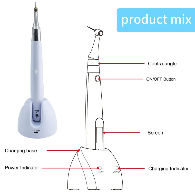 New Endo Motor with Apex Locator 16:1 Contra Angle with Files Holders Reciprocating Root Canal Surgical Equipments