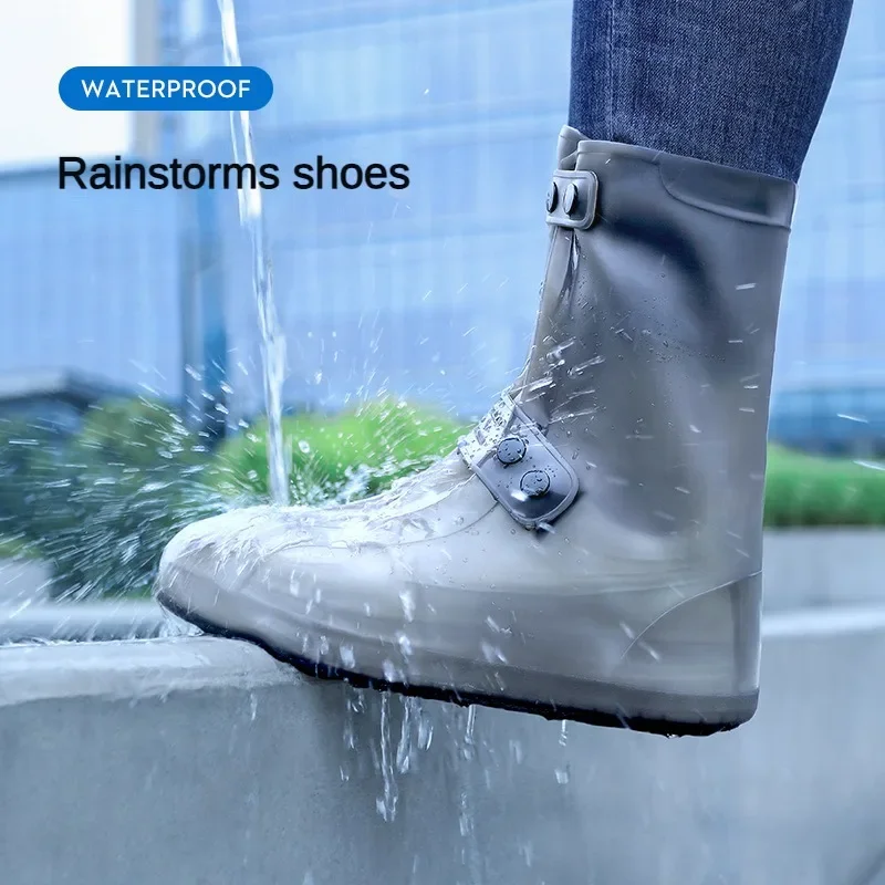 Rain Boots Waterproof Silicone Shoe Cover High Top Rain Boots Cover Non-slip Shoes Protector Outdoor Reusable Thickened Footwear