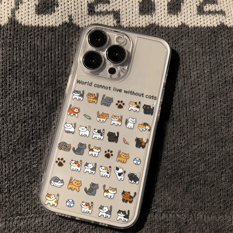 SEIRASSIM cute cat soft phone case for iphone 16 pro max 15 plus 14 13 11 silicone cover for iphone 12 pro xr xs x 7 8 p se3 se2