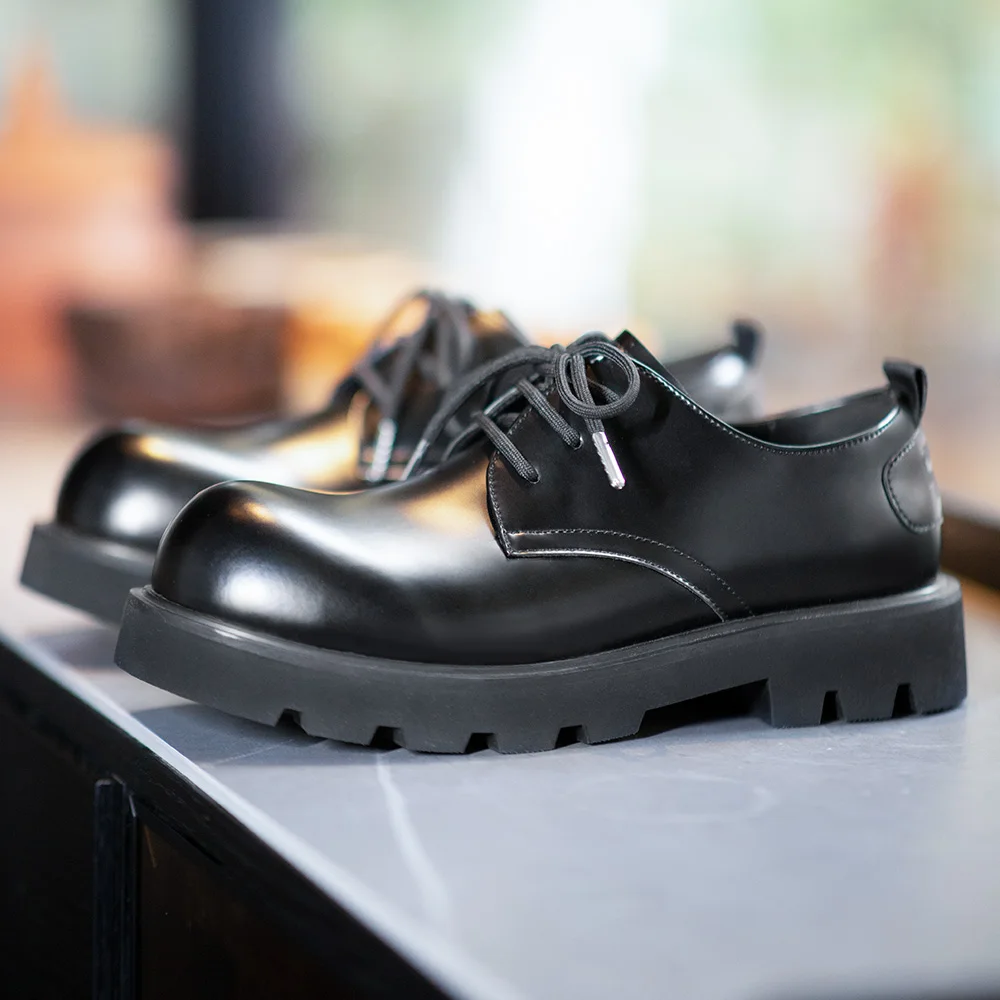 

Mr.A High-Quality Men's Leather Shoes, Light Business Casual Leather Shoes, Black Derby Shoes