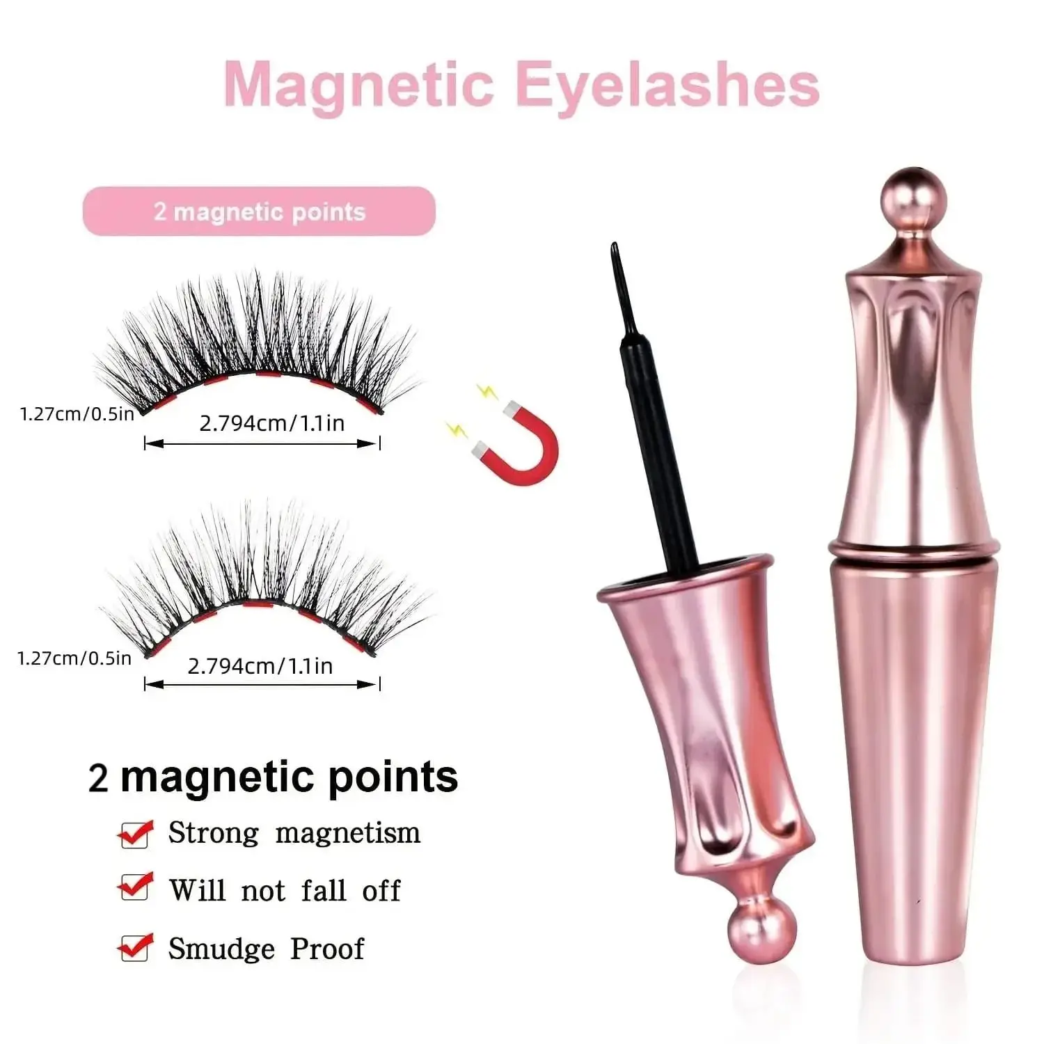 5 Pair Magnetic Eyelashes & Eyeliner Kit Reusable 3D Magnetic False Lashes Extension No Glue Needed