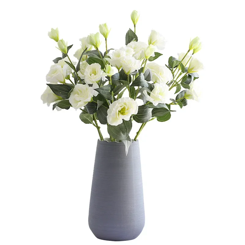 4 Heads Artificial Eustoma Flowers - High-Quality Silk Bouquet for Home Decor, Wedding, Party Decoration