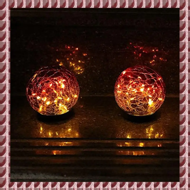 

A95G 2Pcs Solar Ball Lights Outdoor Garden Decor Cracked Glass Solar Lights Courtyard Decorative Pathway Courtyard Lawn