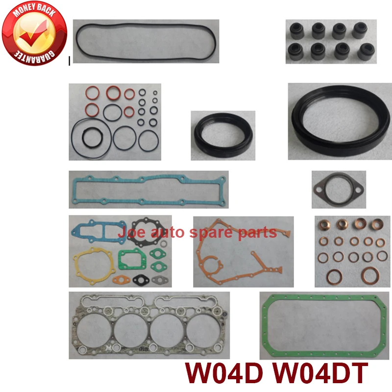 W04D W04DT complete repair Overhaul engine full gasket set kit for Hino truck