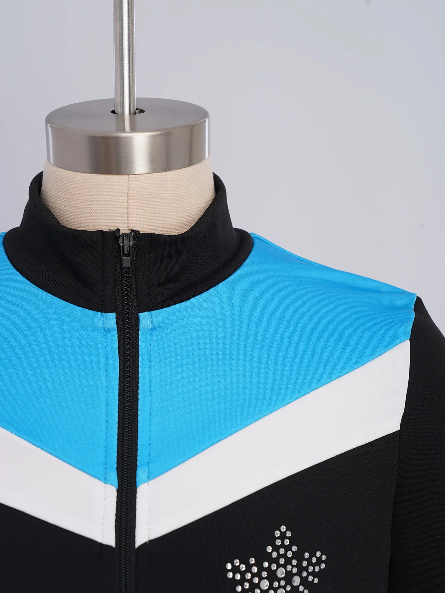 Kids Boys Figure Skating Jacket Training Dance Gymnastics Costume Top Long Sleeve Fleece Lining Rhinestone Snowflake Jacket Coat