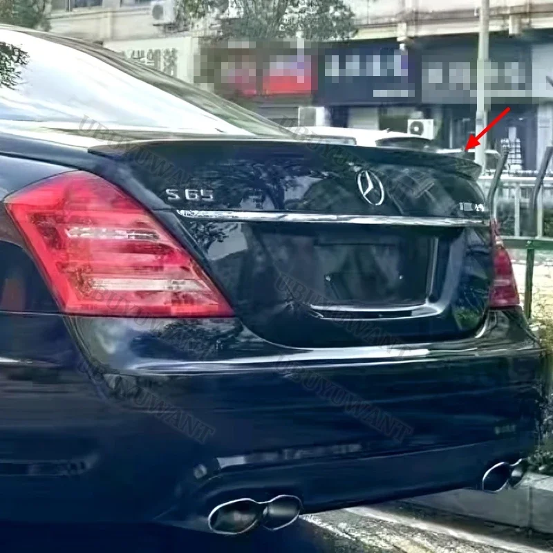 For Benz W221 Sedan Tail Fin S Class S300 350 600 2007-2012 ABS Primer Color Exterior Car Rear Tail Wing Trunk Lip Spoiler