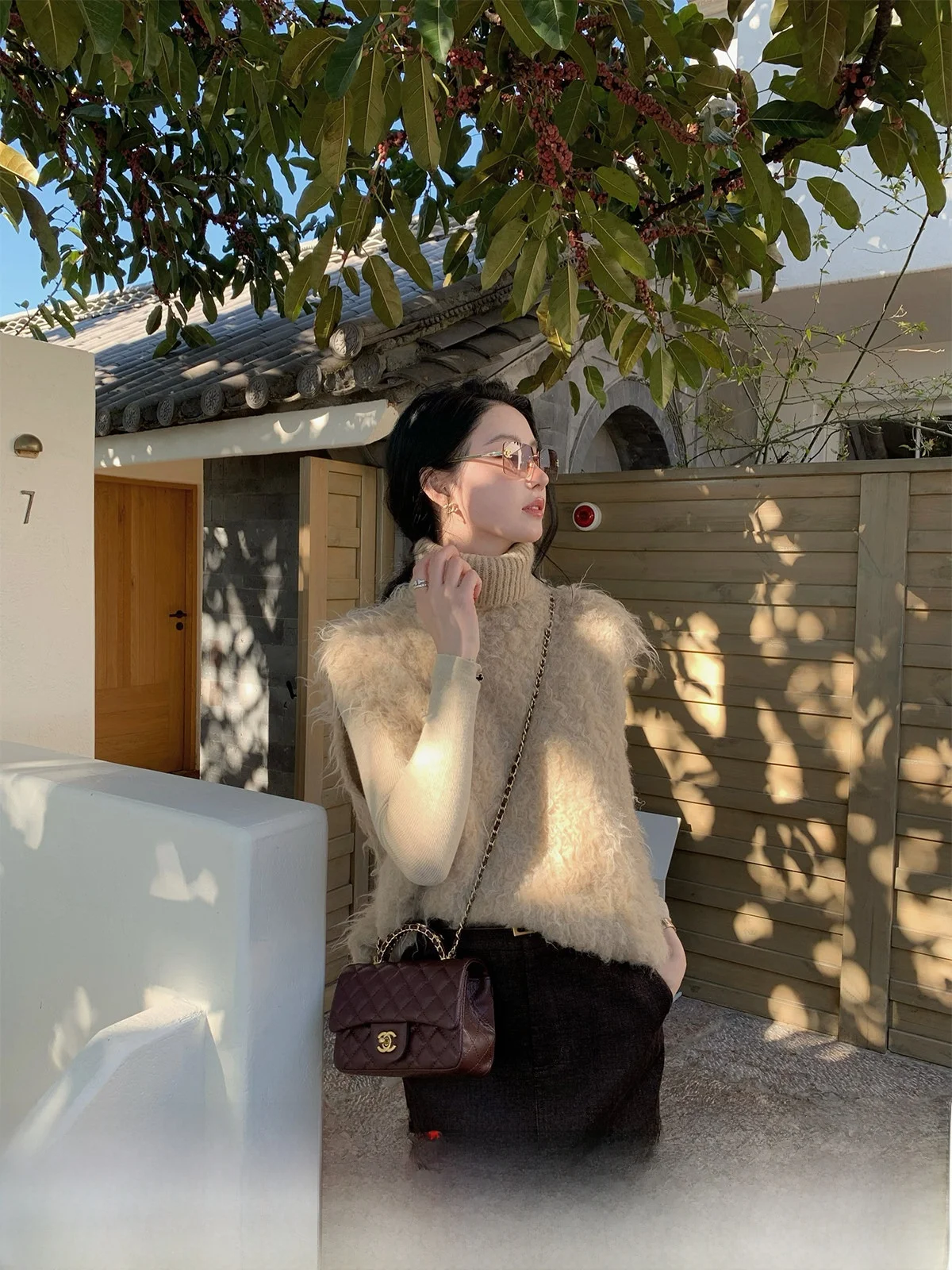 

Zeng Lazy Sle Slim Fit Woolen Knitted Sweater Vest Top Bot Set round Ne Two Piece Casual Faion Winter Women's Ense...