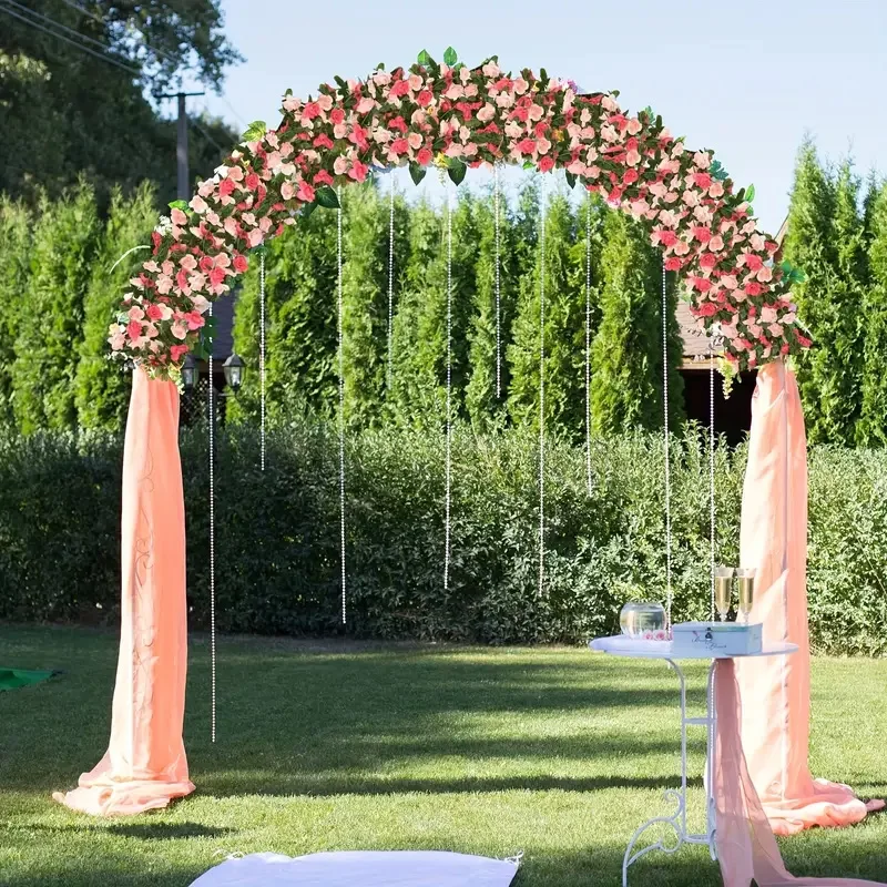 8,2 Fuß rote Rose, künstliche Seidenblumengirlande, Hochzeitsdekoration, künstliche Blumen für Zuhause, Raumdekoration, Herbst, künstliche Rebepflanze, Rattan – Detail 3