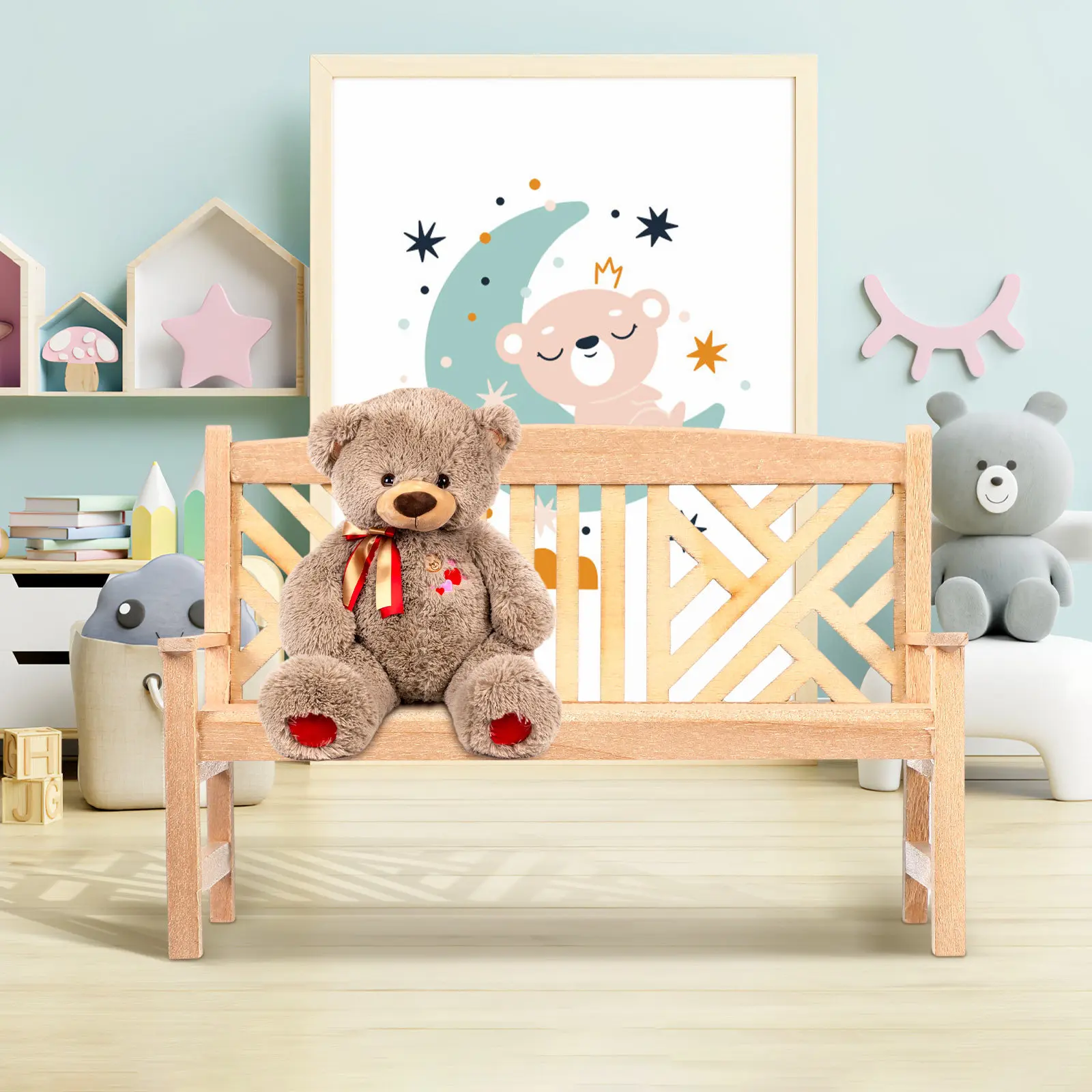 

Реалистичная детализированная миниатюрная скамейка для декора интерьера кукольного домика, аксессуар для миниатюрного ландшафта, проект DIY для крошечного дома, деревянное изделие ручной работы