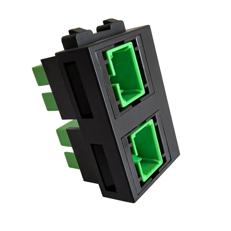 Dual SC APC UPC Optic Fiber Module Component Single Mode SC-SC Female Jack Keystone Slot Connector In Black For LAN Network