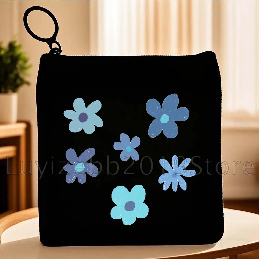 Leuke Daisy Pastels Multi Bloemen Poppy Bloemen Geschenken Canvas Portemonnee Kleine Vierkante Tas Sleutel Opslag Kaart Zakken Portemonnee Rits Zakje