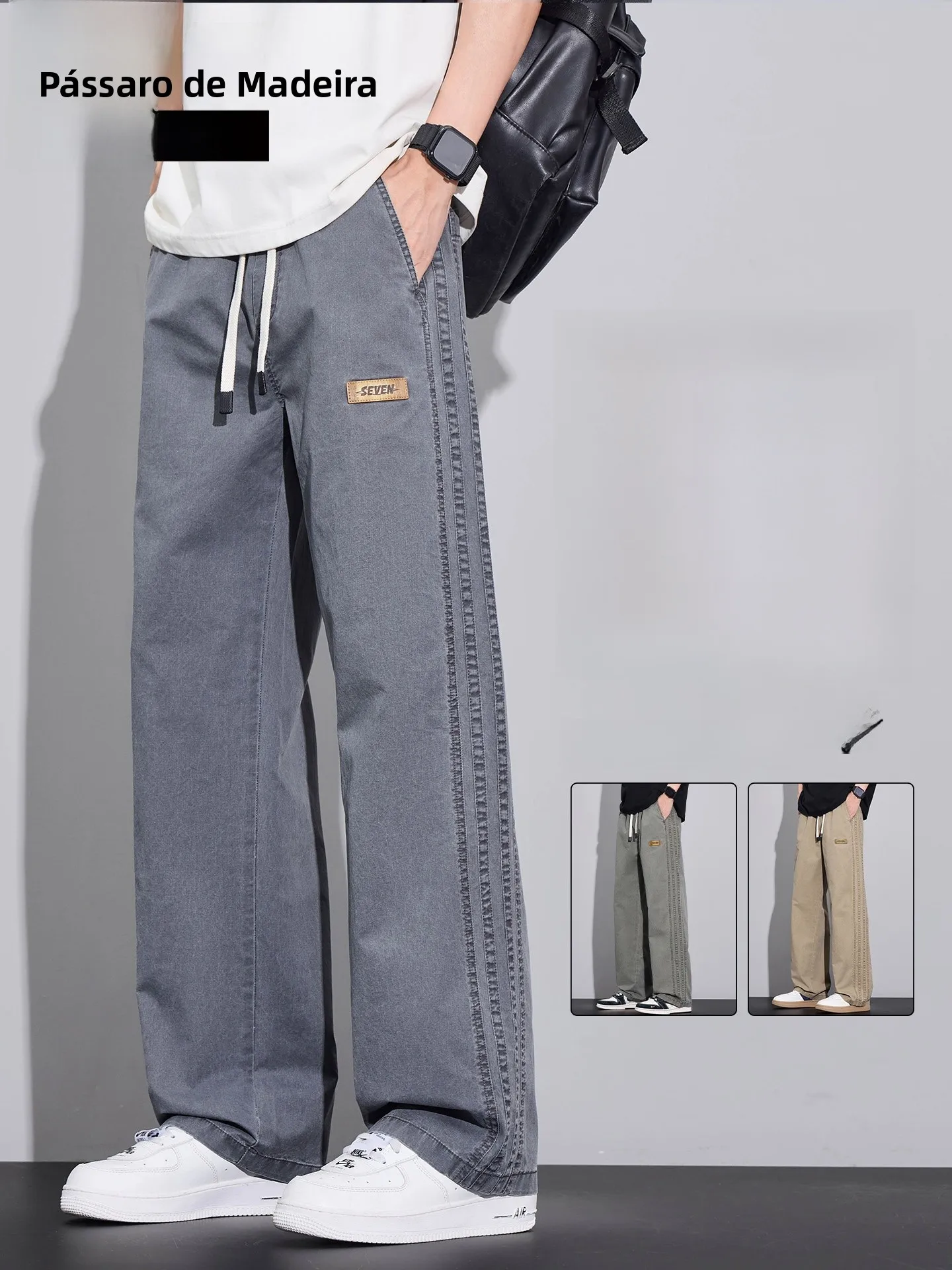 Calças Casuais Masculinas TUCANO de Algodão Puro com Corte Reto, Ajuste Solto, Estilo Esportivo, Marca Americana Moderna, Cal...