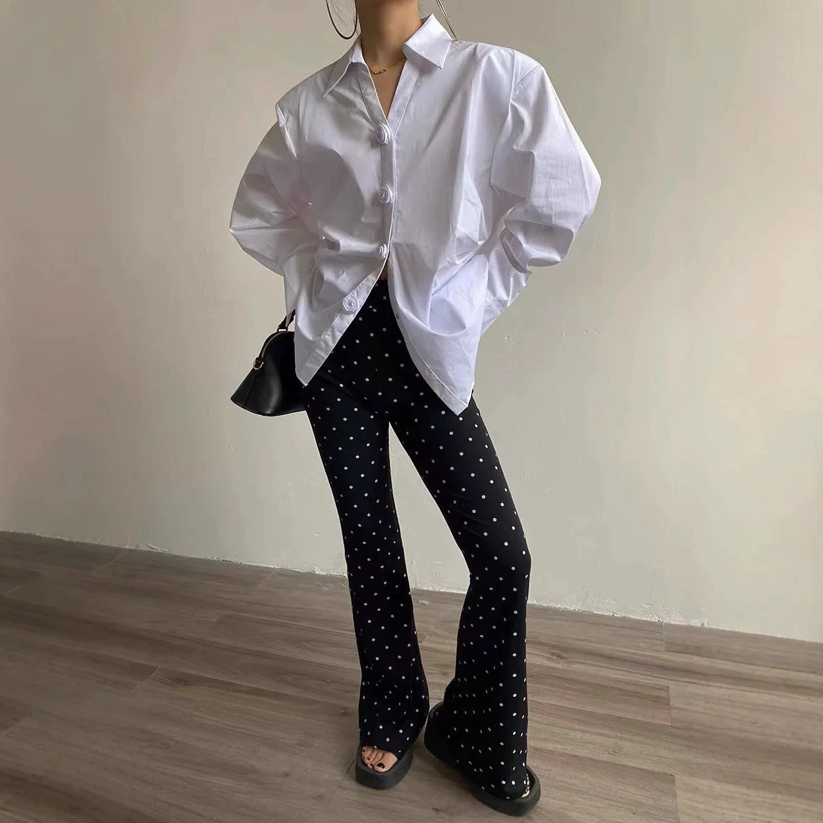 Maternity Pants Polka Dot Slim Fit Stretch Breathable Belly Support Pregnant Women Korean Style Daily Wear Home Travel