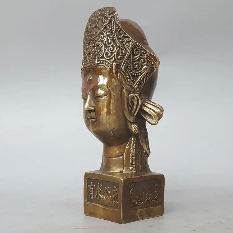 Special offer # old Collection-bless Safety and health Mazu Goddess Matsu Goddess of the Sea FENG SHUI bronze art statue