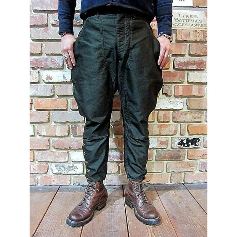 

YANGHAOYUSONG homemade retro casual cotton breeches twill cotton petite knight pants men's clothing