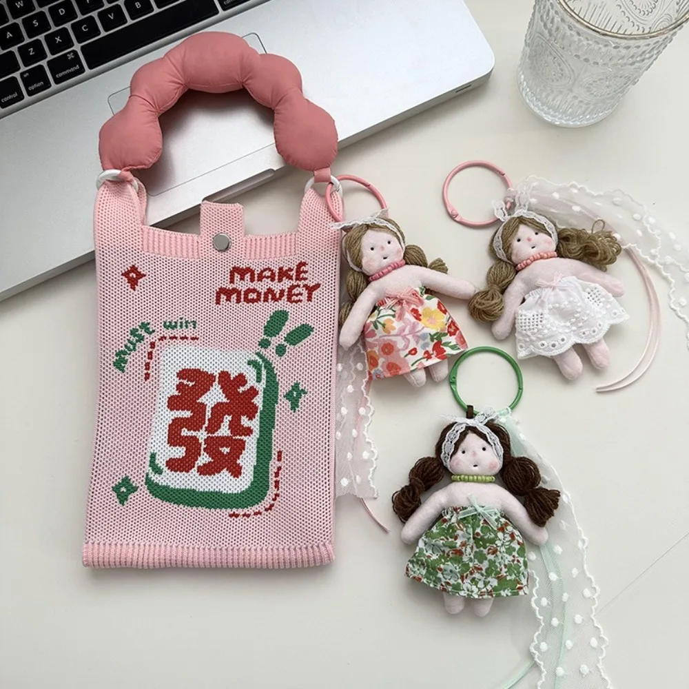 Princess Girl Shaped Girl Doll Keyrings with Lace Florals Dress Bag Ornament Bag Key Chains Car Pendant Girl Shaped Keyring Key