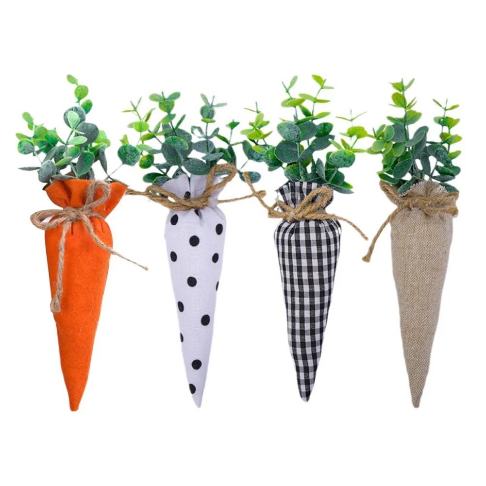 4PCS Decorative Carrot Cloth Easter Carrots Ornament Enhances the Festive Easter Party Decoration