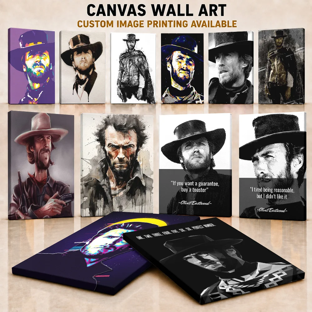 Clint Eastwood Canvas Painting Posters Timeless Cinema Design Wall Decor With Personalized Photo For Home Theater Ideal Fan Gift