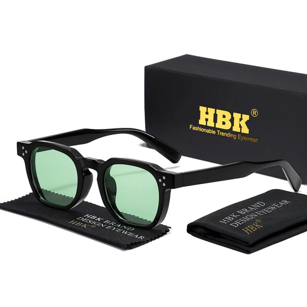 HBK Men Vintage Sunglasses Brand Design Cool UV400 Eyeglasses Fashion Simple Polygon Eyeglasses Travel Driving